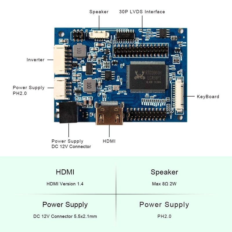 VSDISPLAY LCD Controller Board Work for 14" 15.6" 1366x768 b140xw03 v.0 N156B6 LP156WH4 TL B156XW02 LP140WH1 LP140WH3 TL LTN140AT02 LTN140AT07 B156XW04 B156XTN02.1 40Pin LVDS LCD Screen - Image 3